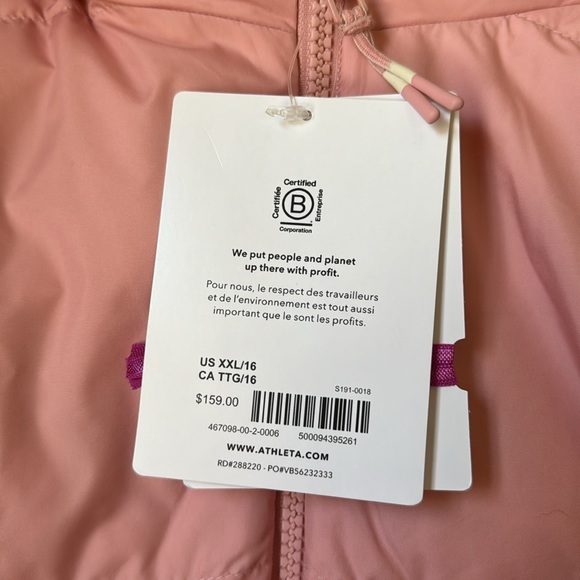 Athleta Girl (Oversized fit) Cozy Cloud Down Jacket, Size XXL/16 Aphrodite Pink - Picture 3 of 5
